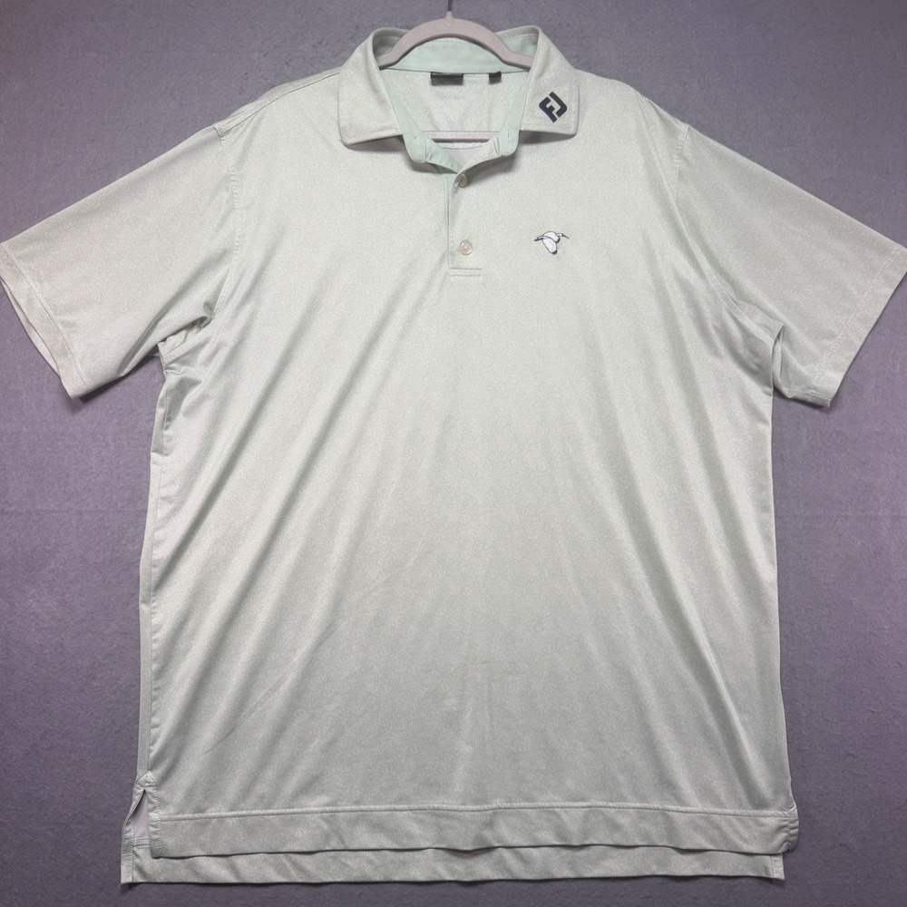FootJoy Mens‎ XL Golf Polo Shirt Tour Collar Light Sage Green Heather Bird Logo